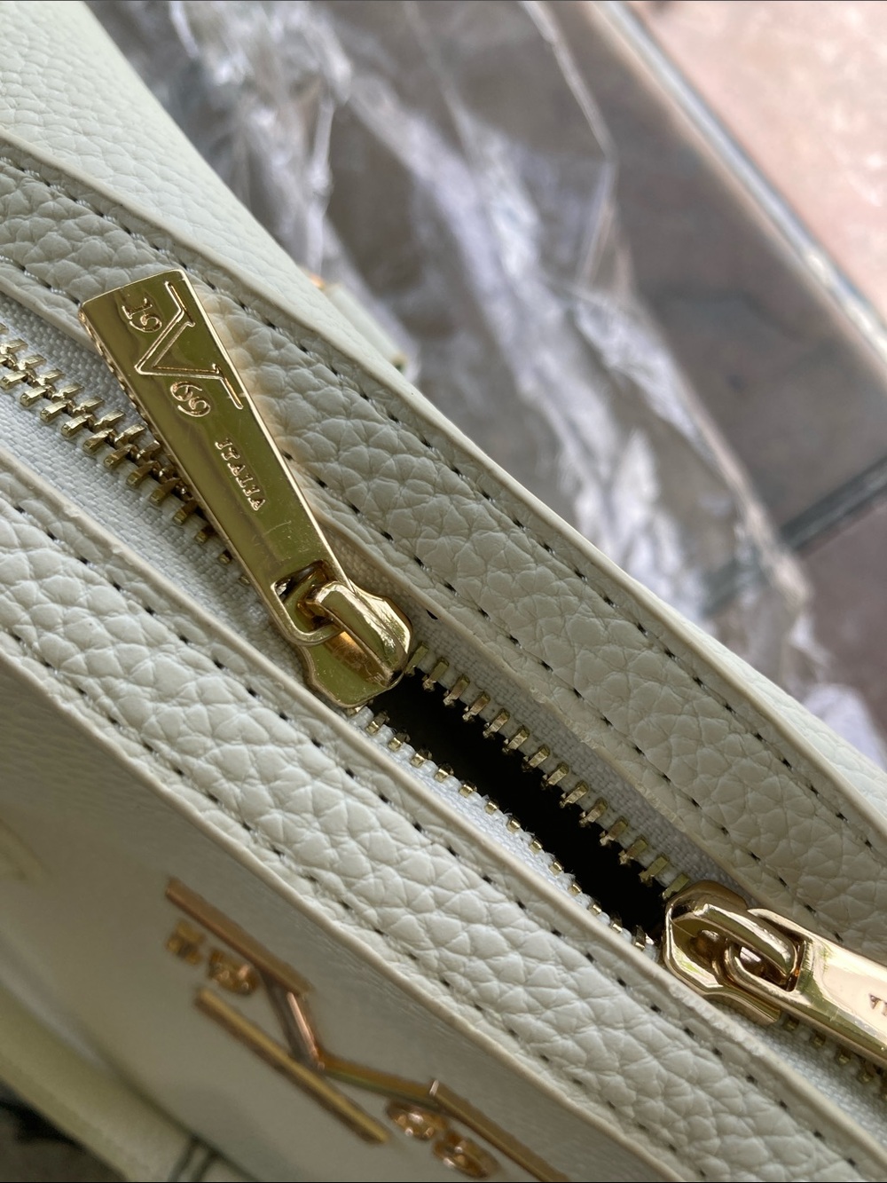 Versace V 19.69 Cream Structured Satchel with Gold Hardware - Picture 5 of 14